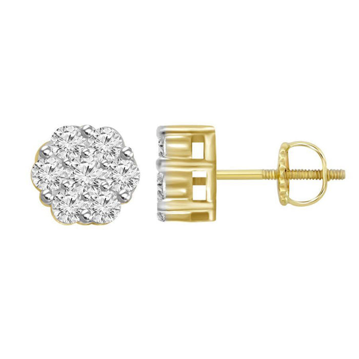 LADIES  EARRINGS 0.15CT ROUND DIAMOND 14K YELLOW GOLD