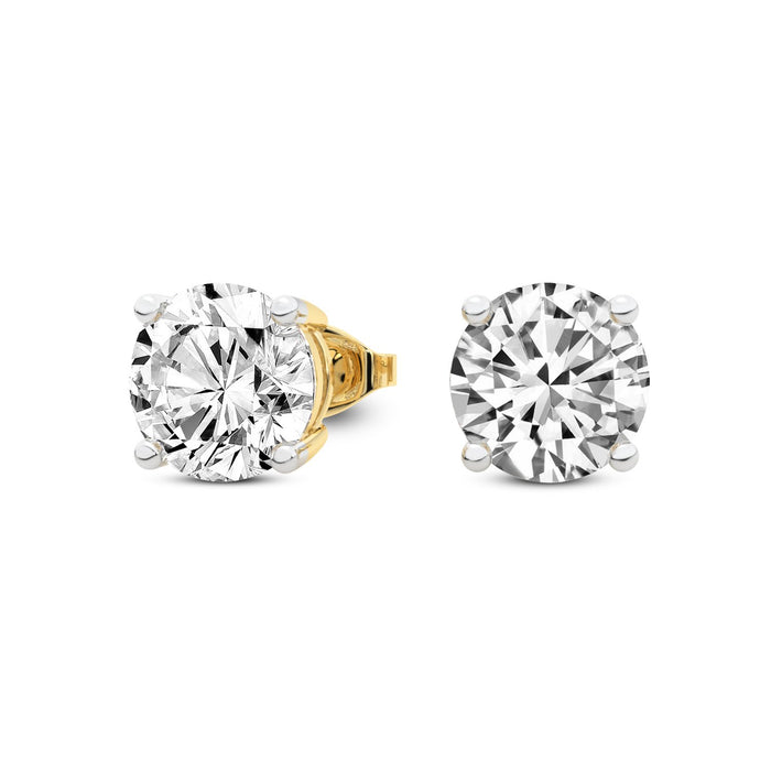 4 Prong Round Studs - 14k Yellow Gold, 6.00 Ct