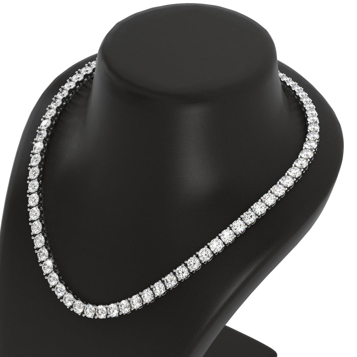 4 Prong Round Tennis Necklace - Platinum, 15.00 Ct