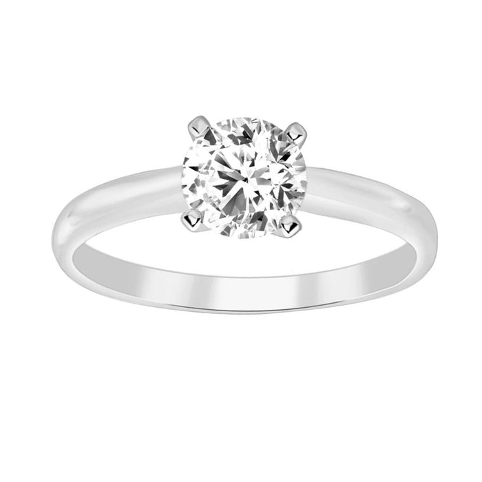 LADIES SOLITAIRE RING 0.25CT ROUND DIAMOND 14K WHITE GOLD