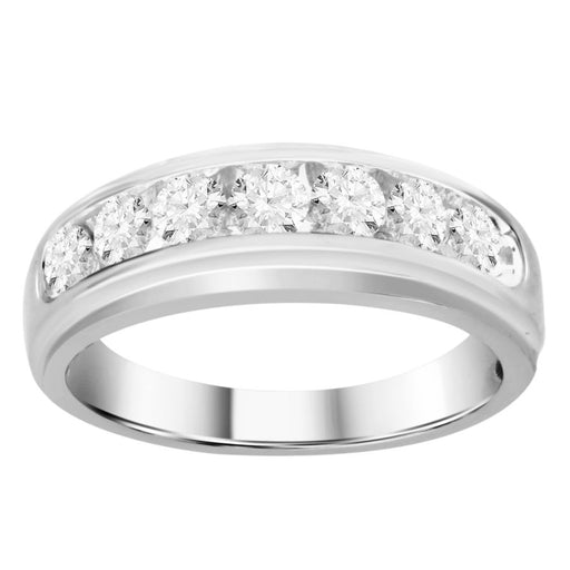 MEN'S  BAND 1.00CT ROUND DIAMOND 14K WHITE GOLD