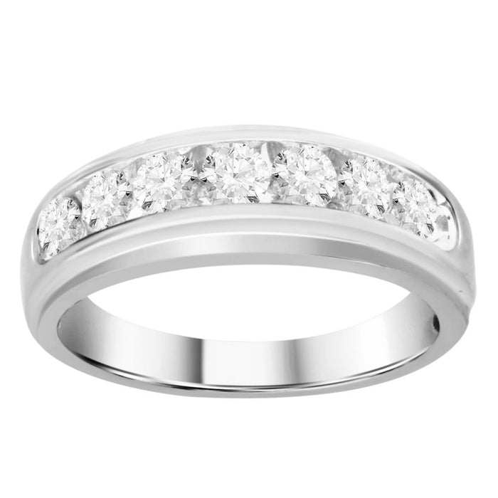 MEN'S  BAND 1.00CT ROUND DIAMOND 14K WHITE GOLD