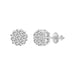 LADIES FLOWER EARRINGS 0.15CT ROUND DIAMOND 10K WHITE GOLD