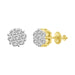 LADIES FLOWER EARRINGS 1.00CT ROUND DIAMOND 14K YELLOW GOLD