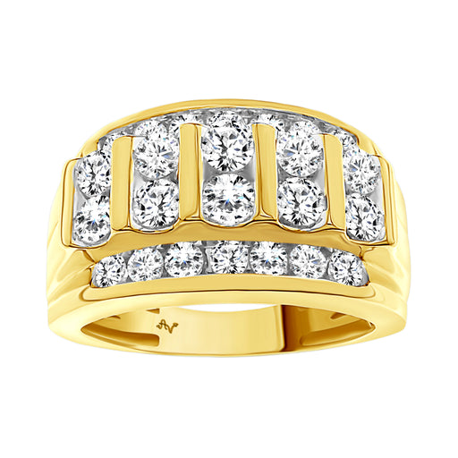 MEN'S RING 3.00CT ROUND DIAMOND 10K YELLOW GOLD