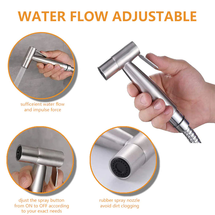 Toilet Shattaf Adapter Hose Bidet Spray Stainless Steel Handheld Shower Head US