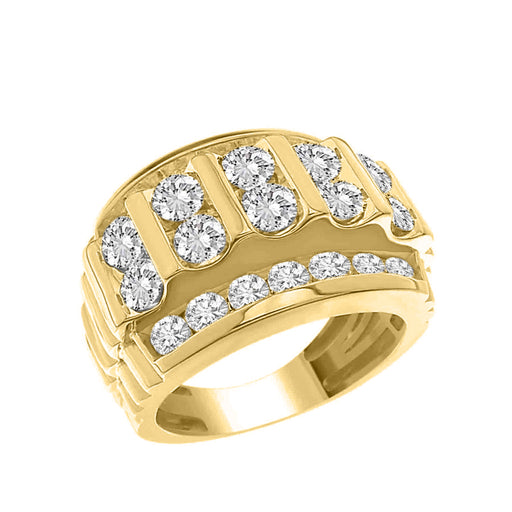 MEN'S BAND 4.00CT ROUND DIAMOND 10K YELLOW GOLD