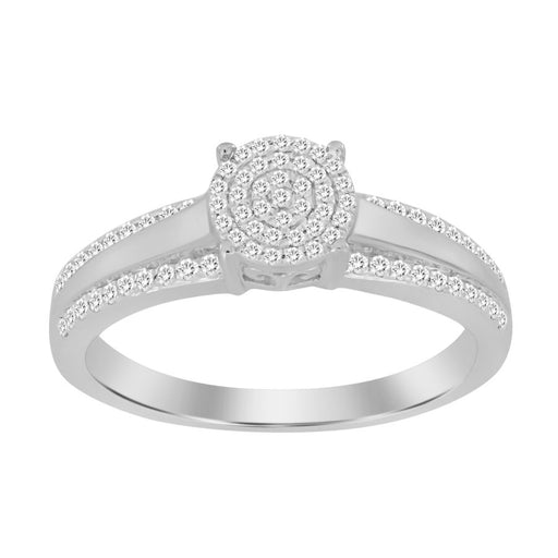 LADIES RING 0.20CT ROUND DIAMOND 10K WHITE GOLD