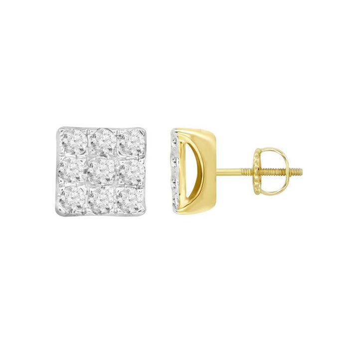 LADIES EARRING 0.25CT ROUND DIAMOND 10K YELLOW GOLD