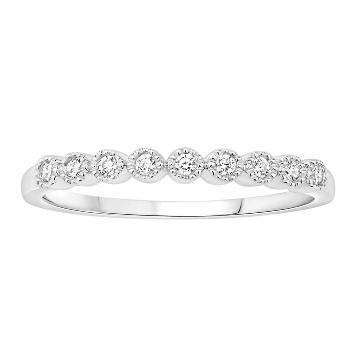 LADIES STACKABLE BAND 0.11CT ROUND DIAMOND 14K WHITE GOLD