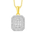 LADIES PENDANT WITH CHAIN 0.50CT ROUND/BAGUETTE DIAMOND 14K YELLOW GOLD