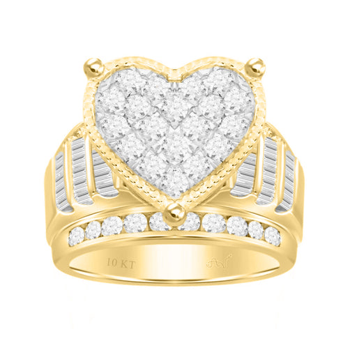 LADIES RING 0.50CT ROUND/BAGUETTE DIAMOND 10K YELLOW GOLD