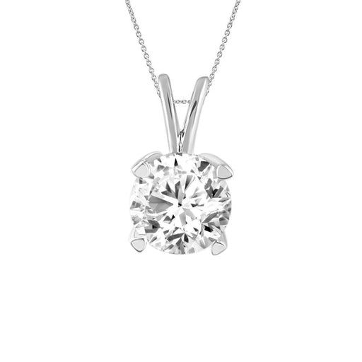 SOLITAIRE LADIES PENDANT 0.33CT ROUND DIAMOND 14K WHITE GOLD