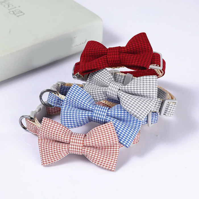 Plaid Print Pet Bow Tie Collar