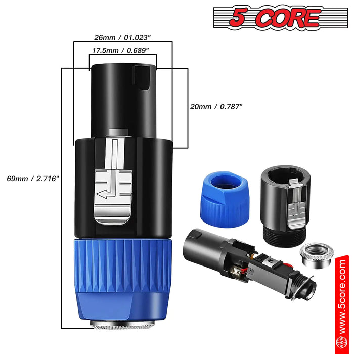 5 Core Speakon Adapter High Quality Audio Jack Male Audio Pin Speaker Adapter Connector