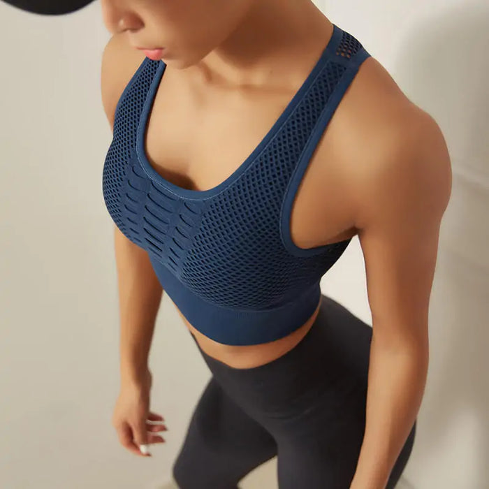 Fitness Shockproof Mesh Sports Bra