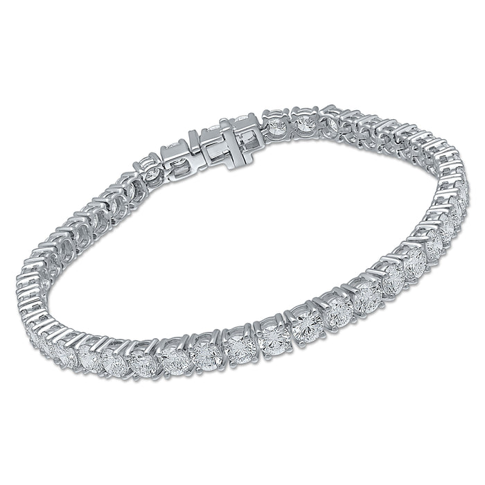 4 Prong Round Tennis Bracelet - 14k White Gold, 10.00 Ct