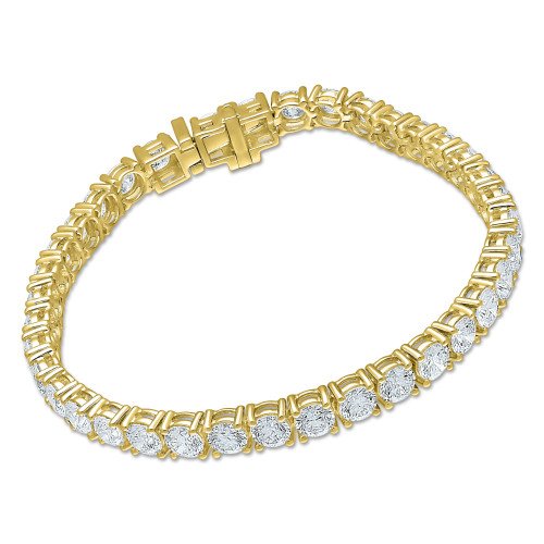 4 Prong Round Tennis Bracelet - 14k Yellow Gold, 12.00 Ct