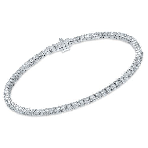 4 Prong Round Tennis Bracelet - 14k White Gold, 2.00 Ct