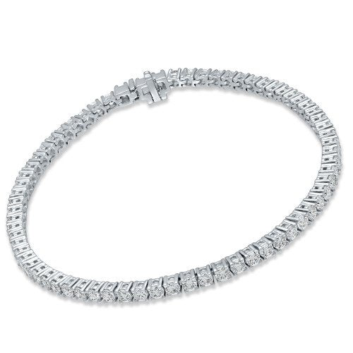 4 Prong Round Tennis Bracelet - Platinum, 3.00 Ct