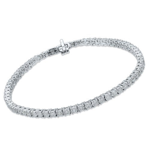 4 Prong Round Tennis Bracelet - 14k White Gold, 4.00 Ct