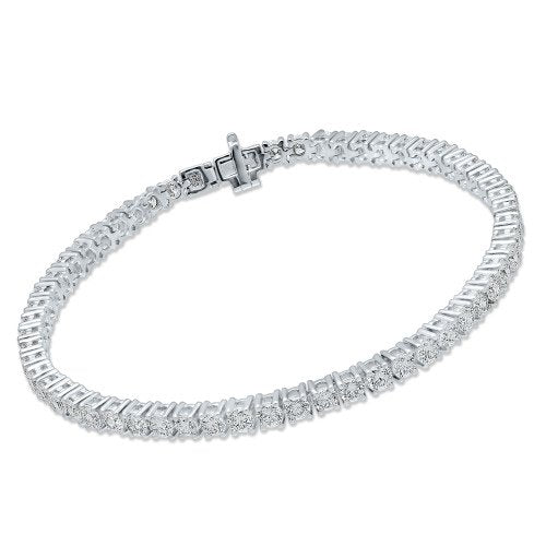 4 Prong Round Tennis Bracelet - 14k White Gold, 5.00 Ct