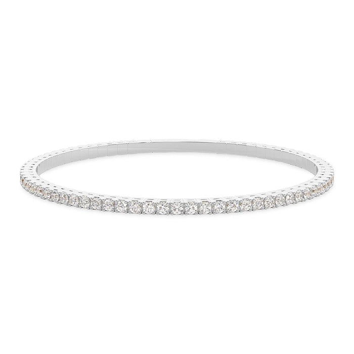 4 Prong Round Flexi Tennis Bangle - 14k White Gold, 3.00 Ct