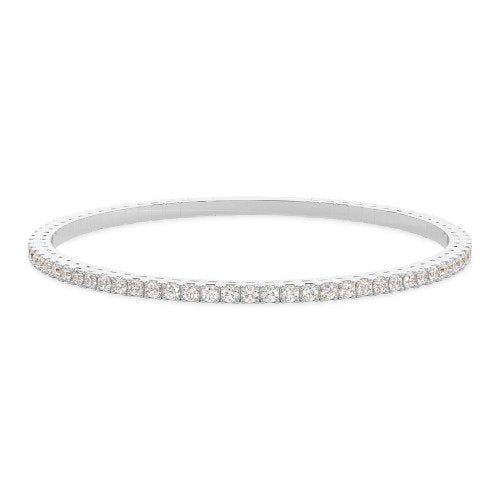 4 Prong Round Flexi Tennis Bangle - 14k White Gold, 3.00 Ct