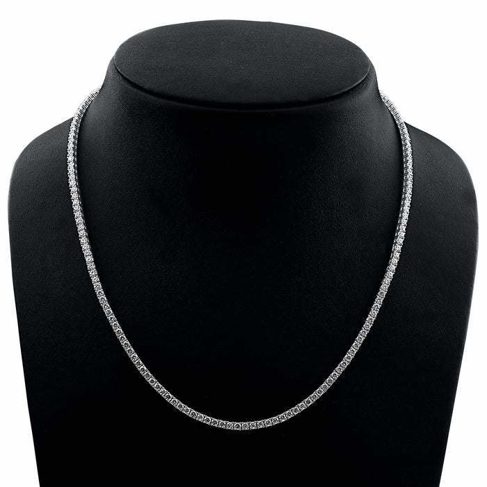 4 Prong Round Tennis Necklace - 14k Yellow Gold, 10.00 Ct