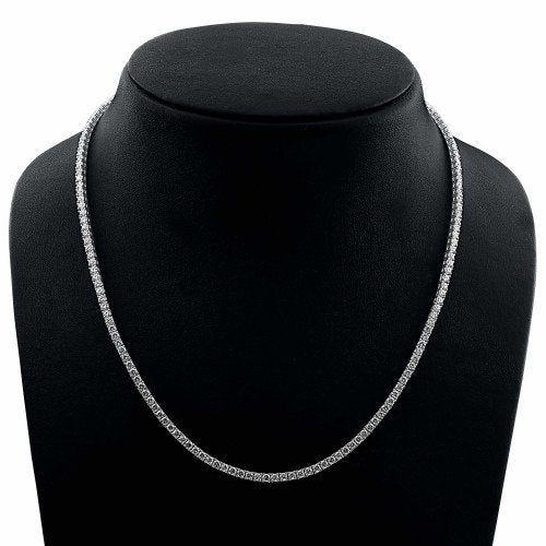 4 Prong Round Tennis Necklace - 14k Yellow Gold, 10.00 Ct