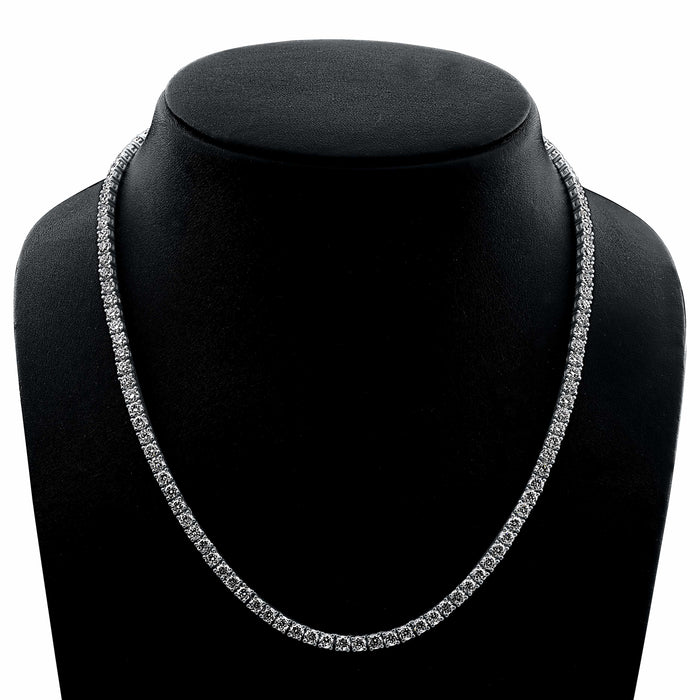 4 Prong Round Tennis Necklace - Platinum, 20.00 Ct