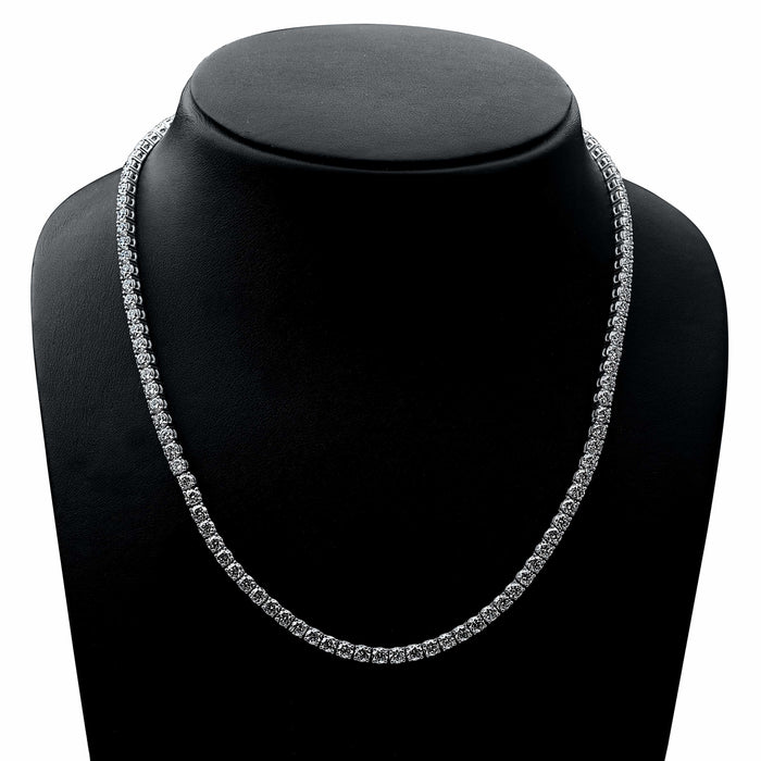 4 Prong Round Tennis Necklace - Platinum, 25.00 Ct