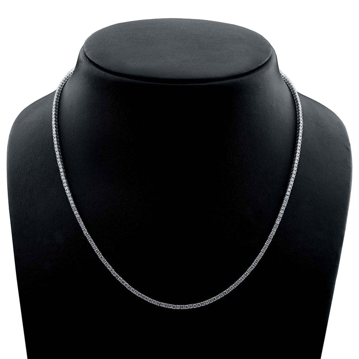 4 Prong Round Tennis Necklace - Platinum, 5.00 Ct