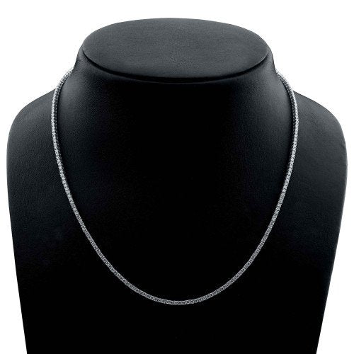 4 Prong Round Tennis Necklace - 14k White Gold, 5.00 Ct