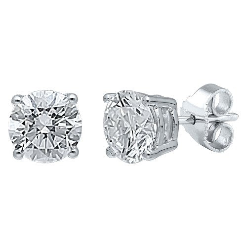 4 Prong Round Studs - 14k White Gold, 0.50 Ct