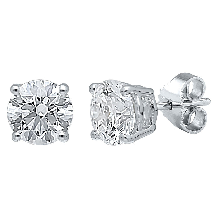 4 Prong Round Studs - Platinum, 0.75 Ct