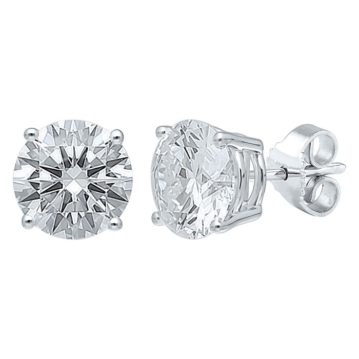 4 Prong Round Studs - Platinum, 3.00 Ct